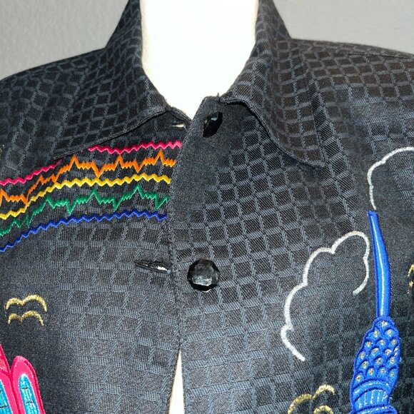 80's PUSHPA ART TO WEAR NEW YORK CITY SCENE APPLIQUED EMBROIDERED JACKET -M - Picture 2 of 9